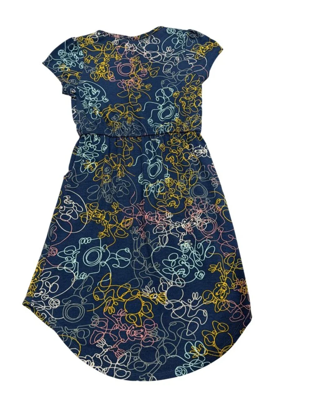 Disney X LuLaRoe Girls Mae Mickey Mouse Dress Navy Multicolor Abstract Print Siz